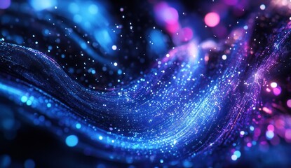 Abstract Cosmic Nebula: A Symphony of Blue and Purple Lights