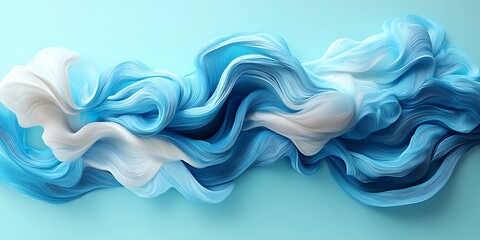 Abstract flowing fabric, blue and white, smooth