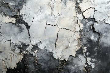Obraz premium Cracked, weathered, gray, and black surface texture