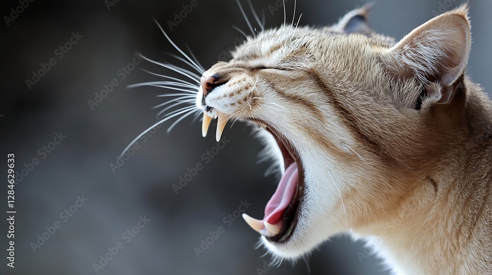 Poster majestic big cat roaring fiercely displaying its impressive sharp teeth in natural habitat : generat