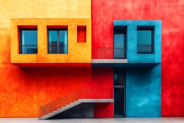 Vibrant Modern Architecture Building with Bold Colors