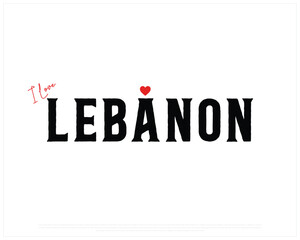 I love Lebanon, I love Lebanon typographic design with flag typography and heart on white background, Vector design of I love Lebanon, Lebanon National Day Design