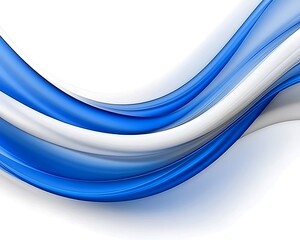 Abstract blue and white waves form a flowing abstract composition