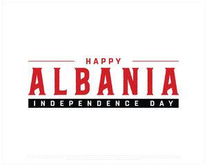 Albania Independence Day on a white background, Vector design of Independence day of Albania, Typographic Design of Albania National Day, Flag typography of Albania