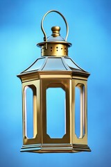 Lantern with panel light, golden and glass body, traditional style