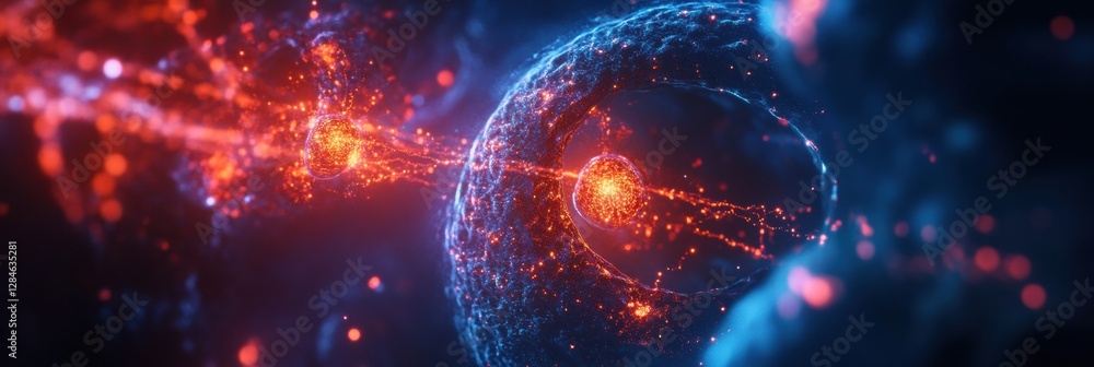 Poster Visualization of gas molecules exhibiting dynamic motion and glowing atomic structures at the microscopic level. Generative AI