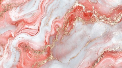 Elegant Pink Marble Background with White and Gold Highlights