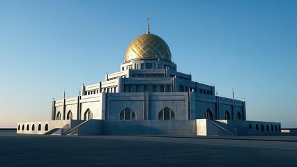 Majestic Mosque at Sunrise Architectural Marvel of Modern Islamic Design