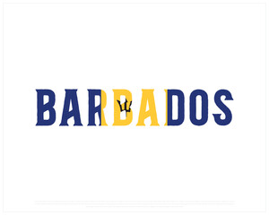 BARBADOS flag Typography on a white background, Vector design of BARBADOS flag typography, Flag of Barbados, National Day Design, BARBADOS Day design
