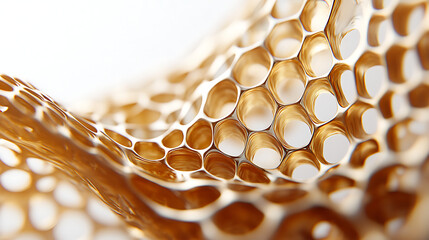 Golden honeycomb a close-up view of nature's intricate design showcasing hexagonal patterns rich textures and the beauty of natural beekeeping.







