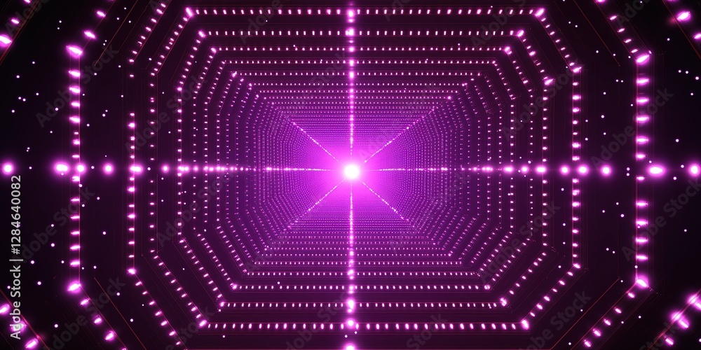 Poster vibrant tunnel of lights with a striking pink glow creating a mesmerizing visual effect