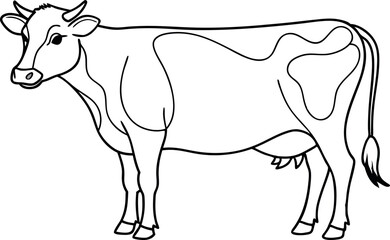 Simple Dairy Cow Sketch - Vector Illustration