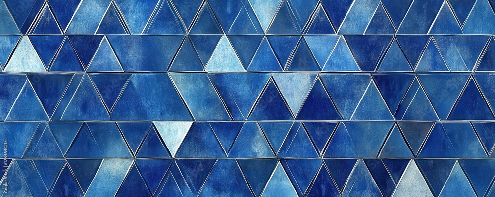 Poster geometric blue triangle pattern with textured surface