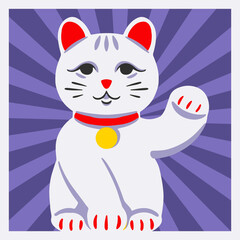 Japanese Lucky Cat. Maneki Neko. Vector illustration