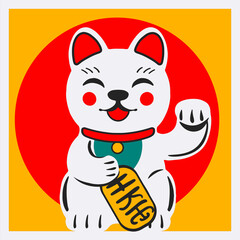 Japanese Lucky Cat. Maneki Neko. Vector illustration