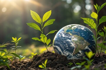 Happy Earth day concept background .Vector eco illustration for social poster, banner or card on the theme of saving the planet. Make everyday earth day