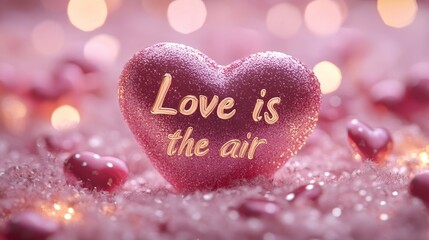 Obraz premium Valentine's Day Decoration With a Sparkling Heart on a Soft Pink Background Highlighting Love and Romance