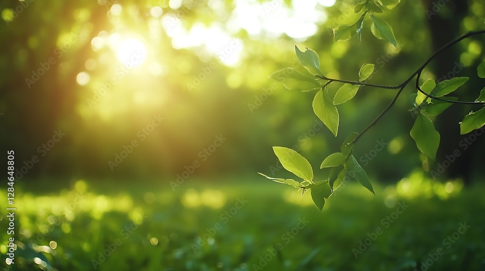 Leinwandbilder sunlight filtering through lush green leaves creating a serene and refreshing atmosphere in a peacef