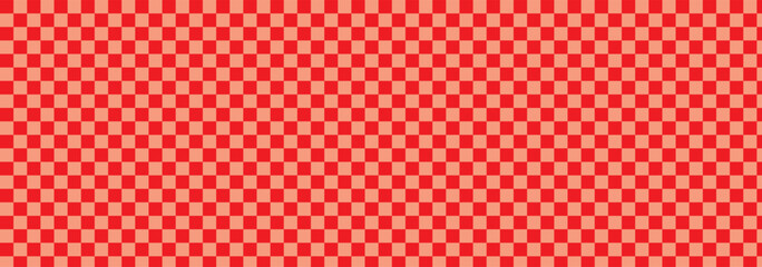 Red and white chess pattern. Checkerboard seamless vector illustration. Abstract checkered checkerboard for game. Grid geometric rectangle shape. Race flag. Retro mosaic floor.