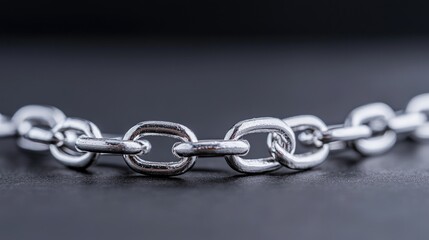 Obraz premium Close-up Metal Chain on Dark Background. Possible use Stock photo for industrial, security themes