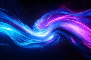 Fototapeta premium High-Resolution 3D Render of Abstract Blue and Purple Neon Energy Waves with Glowing Effects on a Dark Background