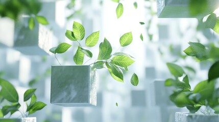 3D Render Background to ecology and sustainable development, environmental concept to safeguard biodiversity and growing economy 