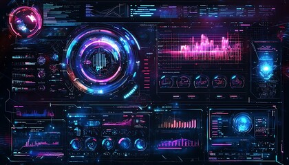 Digital technology background with futuristic data patterns and modern system interfaces