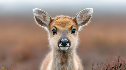 Fawn portrait, autumn moorland, wildlife, nature