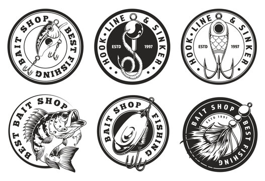 Vintage bait shop logos for fishermen