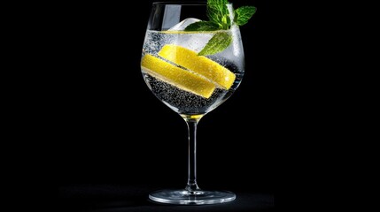 A glass of water with lemon slices and mint leaves in it