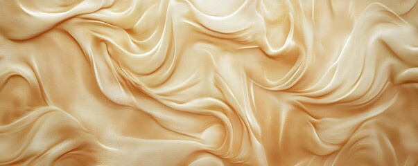 Fototapeta premium Elegant golden fabric with flowing textures creating a luxurious and soft background design