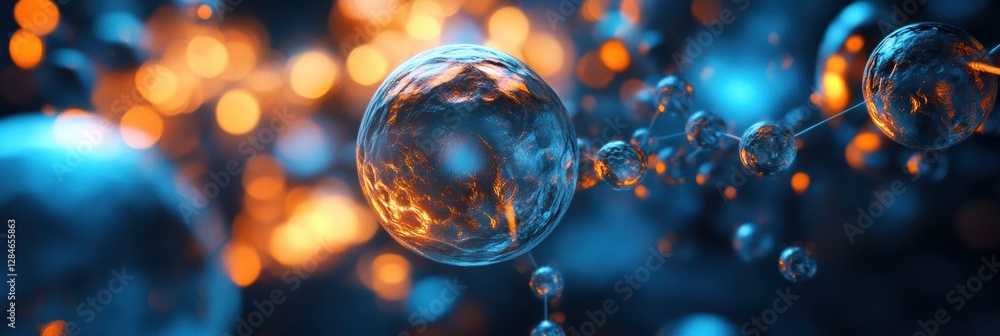 Poster visualization of gas molecules in motion with glowing atomic structures showcasing dynamic activity.