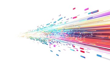 Digital technology futuristic internet network speed connection with a white background, illustrating cyber data flow and AI concepts