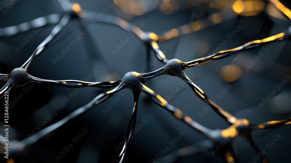 Poster a close up of a black and yellow wire like structure with many small dots