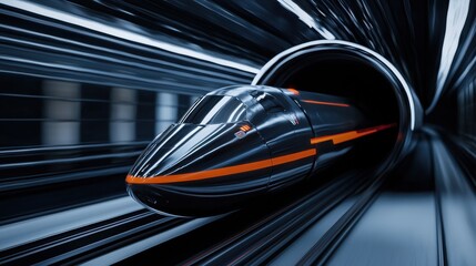Fototapeta premium A futuristic train is speeding through a tunnel