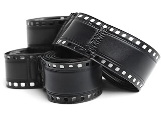 Black And White Filmstrip Displayed Isolated On A White Background