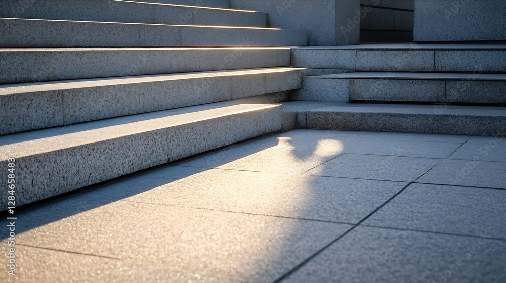 Aufkleber Sunlight Casting Shadows on Modern Architectural Steps Creating Interesting Patterns and Textures : Generative AI