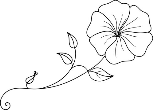 recommend clip art: Minimalist Petunia Line Art | Vector Flower Illustration