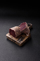 Smoked horse meat with salt, spices and herbs