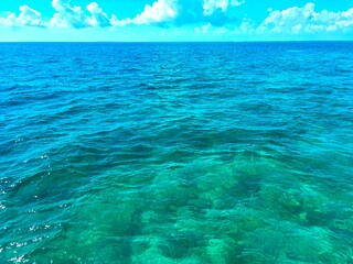blue water and blue sky