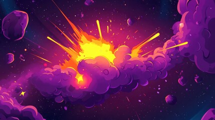 Naklejka premium Cosmic explosion, nebula, space, vibrant. Possible use stock photo
