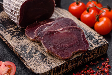 Smoked horse meat with salt, spices and herbs