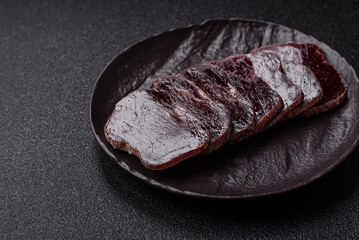 Smoked horse meat with salt, spices and herbs