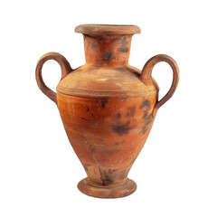 Ancient terracotta amphora with two handles, showcasing rustic design and earthy tones, perfect for historical or archaeological themes