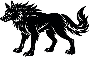 Obraz premium Fenrir Wolf Silhouette Vector. Bold Norse Mythology Artwork