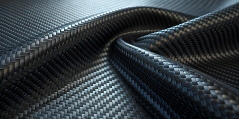 A futuristic carbon fiber texture in extreme close-up, showcasing fine woven details and deep AI Generative