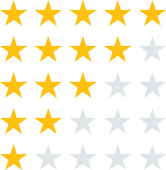 Fototapeta premium stars and stripes 5 star rating icon vector illustration. Isolated badge for website or app infographics. 5 star review. Five gold stars icon - service rate or quality feedback sign. Five stars