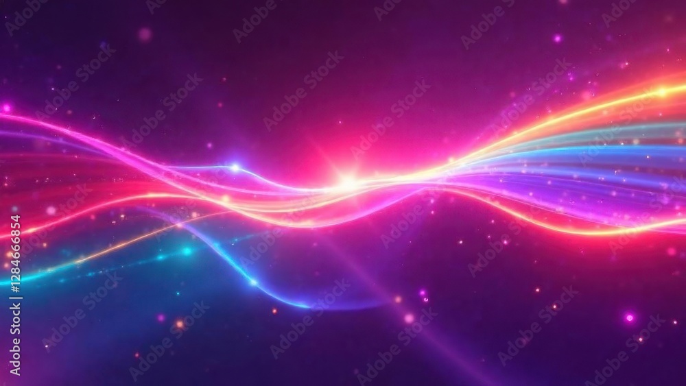 Aufkleber 3d render, abstract background with colorful spectrum. bright neon rays and glowing line