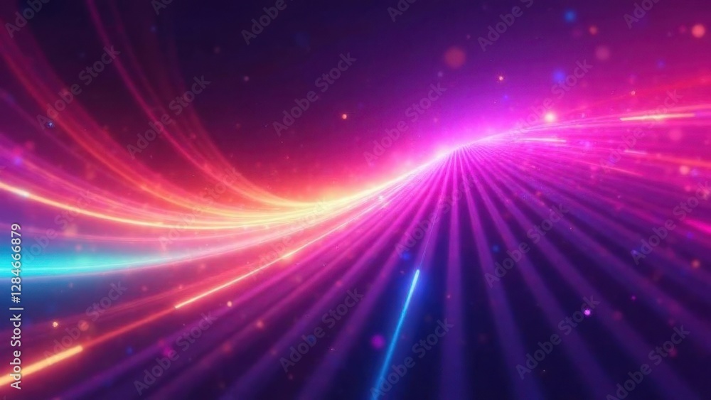 Aufkleber 3d render, abstract background with colorful spectrum. bright neon rays and glowing line