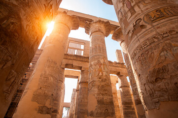 Ancient columns of Karnak temple, Luxor. Egypt